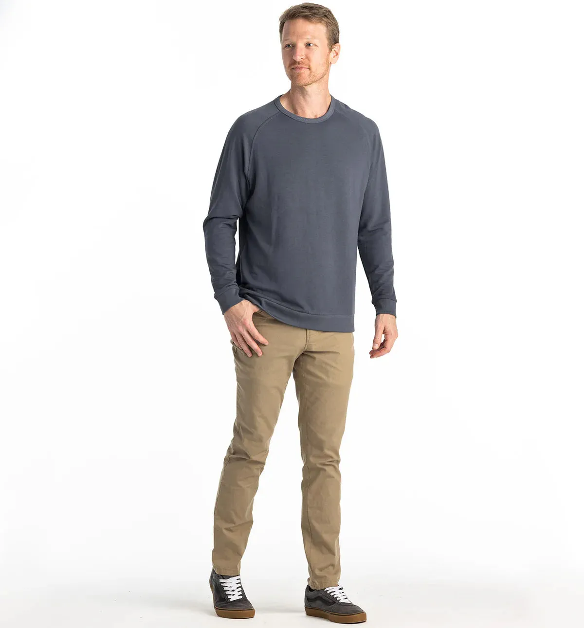 Free Fly Men's Bamboo Lightweight Fleece Crew in Storm Cloud