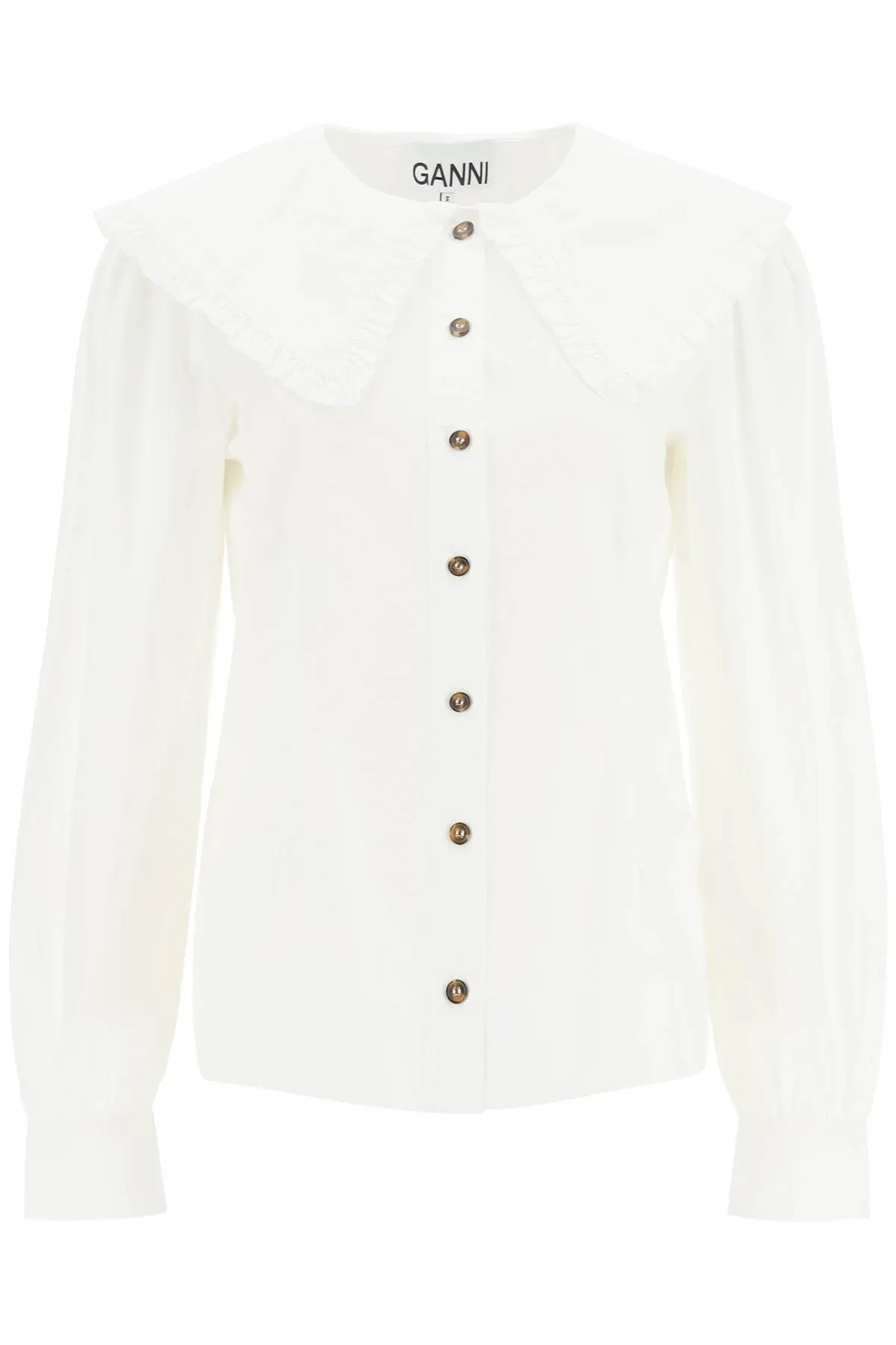 Ganni cotton shirt with oversized collar