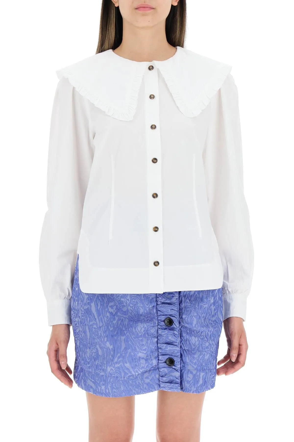 Ganni cotton shirt with oversized collar