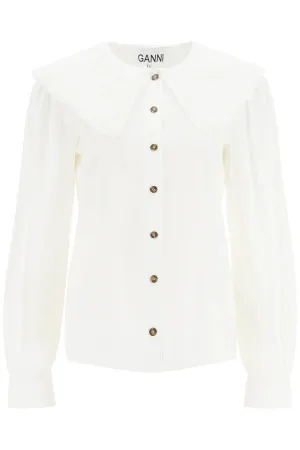 Ganni cotton shirt with oversized collar