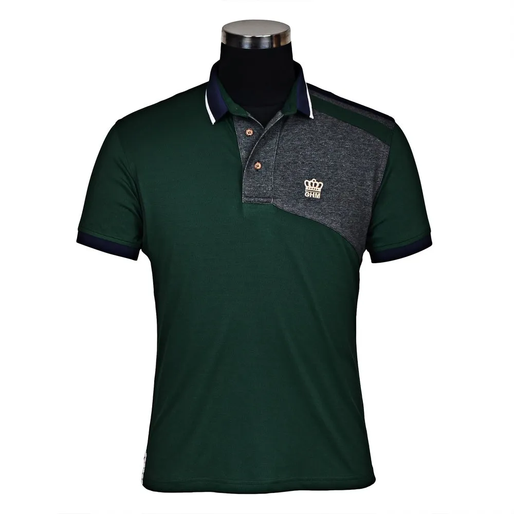 George H Morris Men's Hunter Short Sleeve Polo Sport Shirt