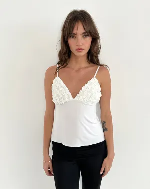 Gio Ruffle Cami Top in Slinky Ivory