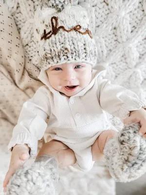 Infant  White Corduroy Hood Pocket Romper