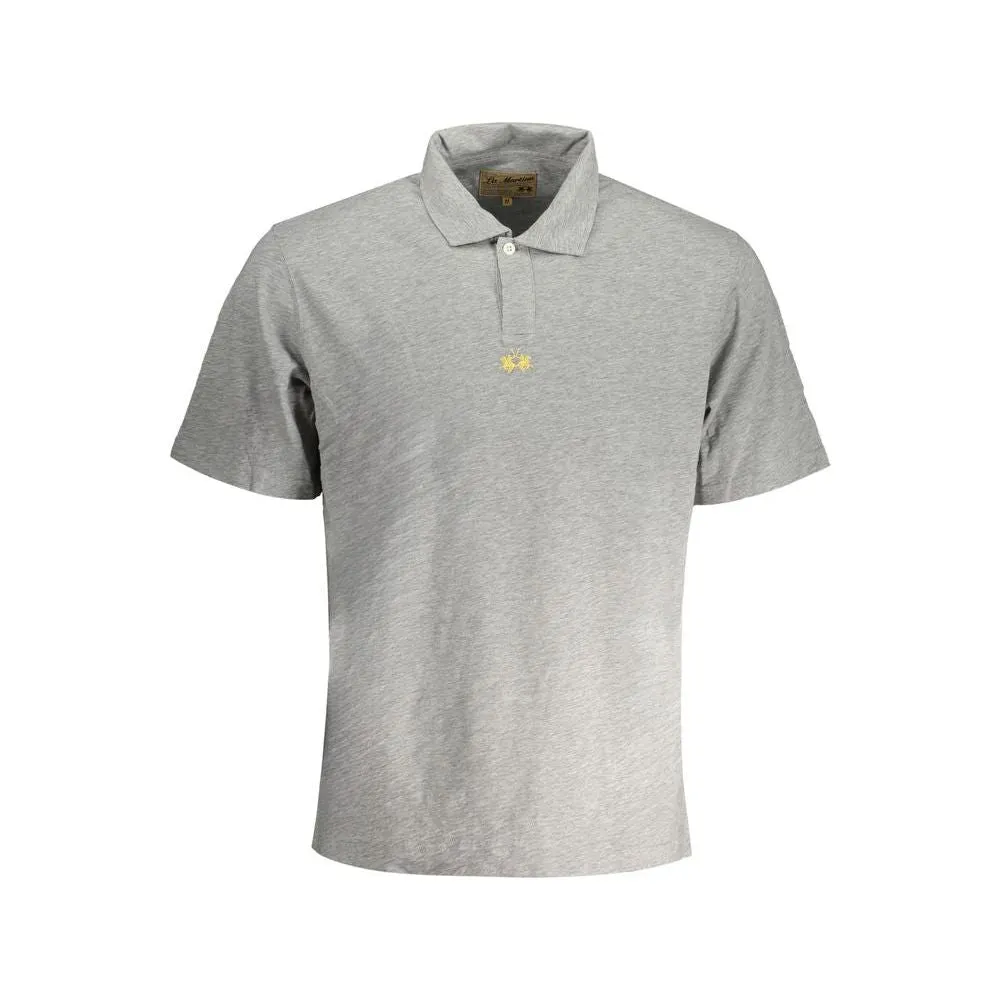 La Martina Gray Cotton Polo Shirt