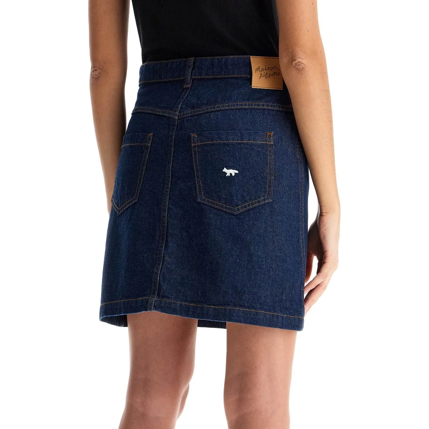 Maison Kitsune japanese denim mini skirt