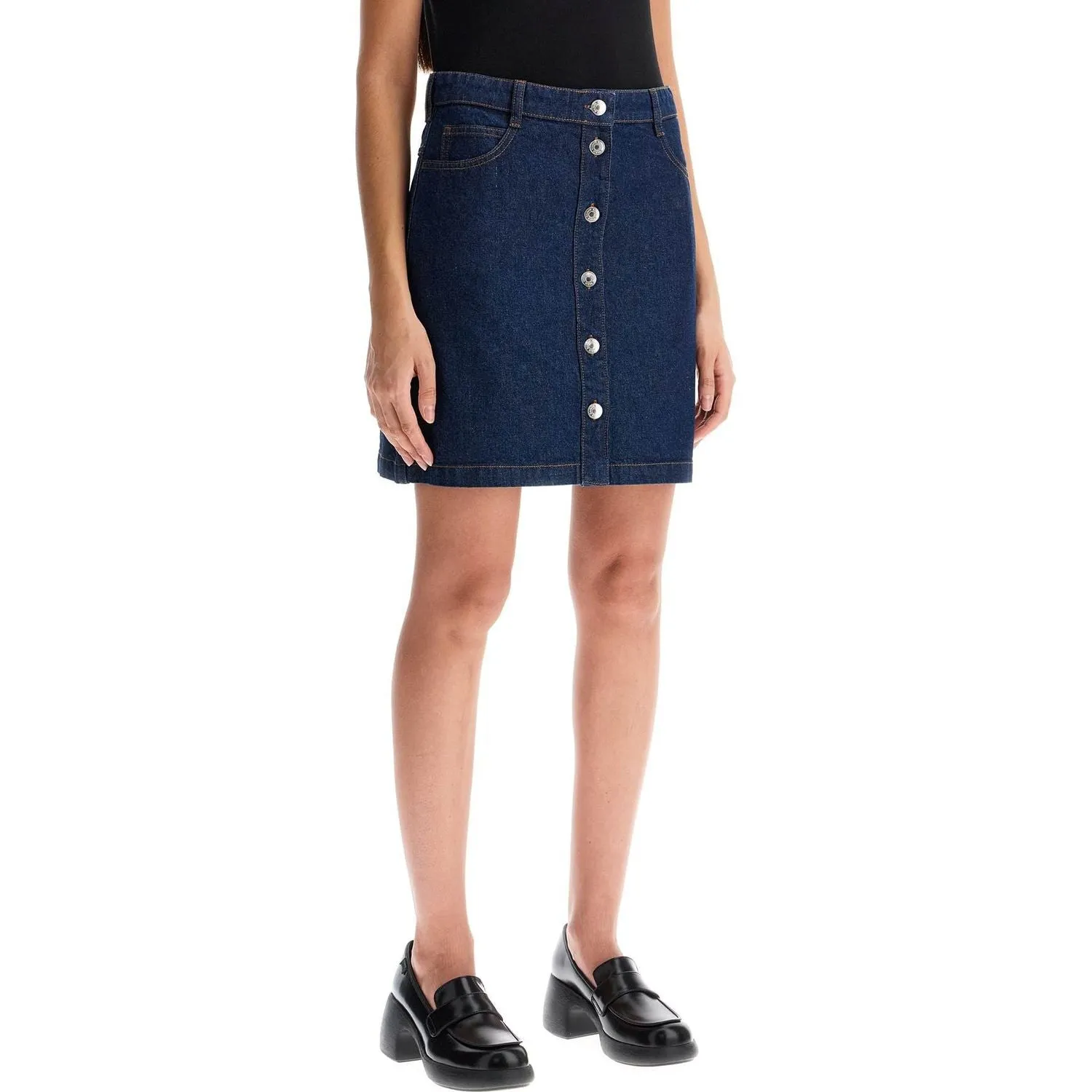 Maison Kitsune japanese denim mini skirt