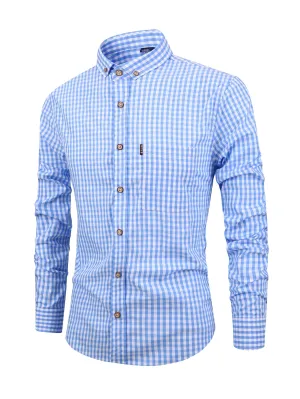 Men's Casual Slim Cotton Plaid Shirt