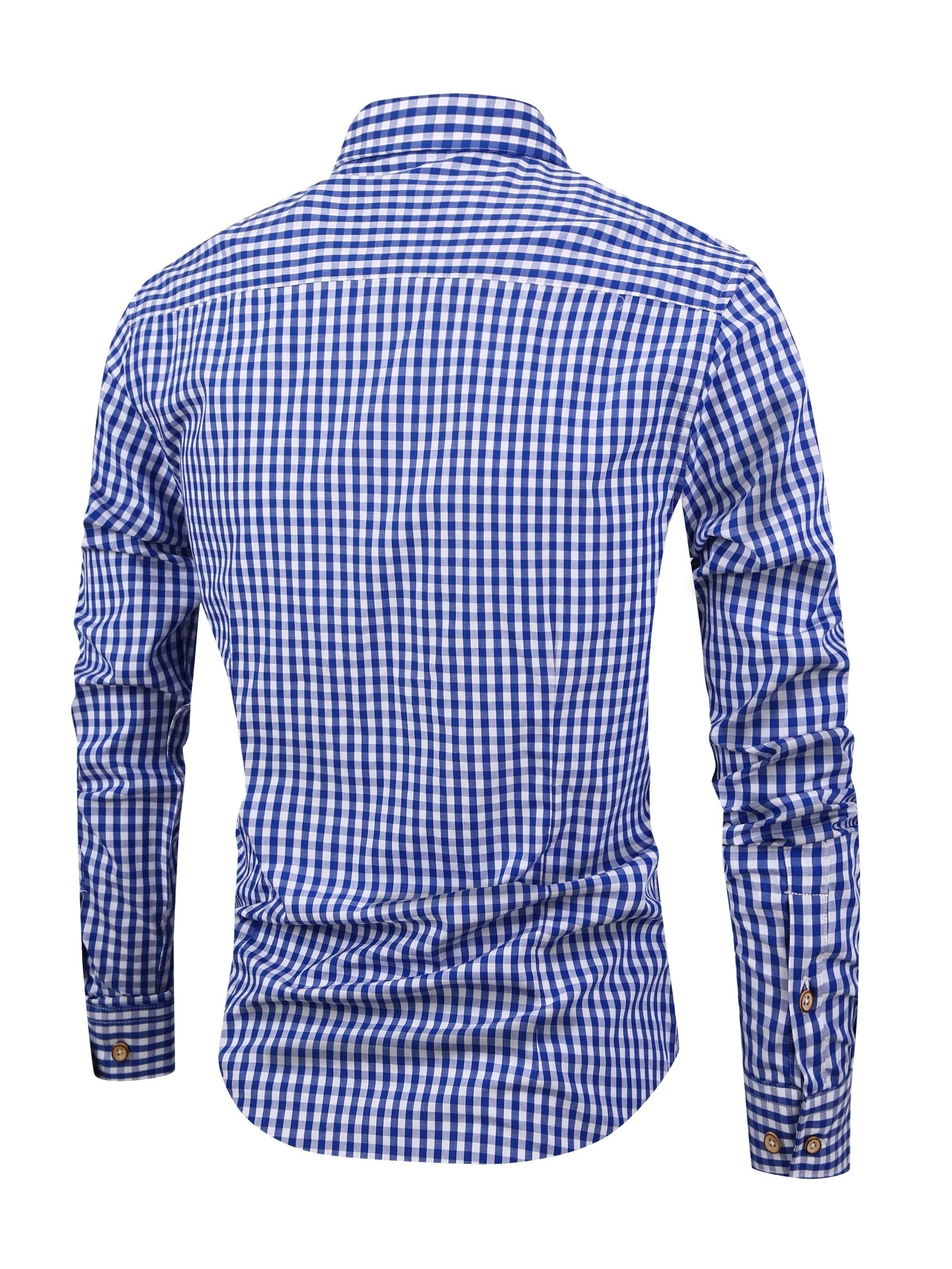 Men's Casual Slim Cotton Plaid Shirt