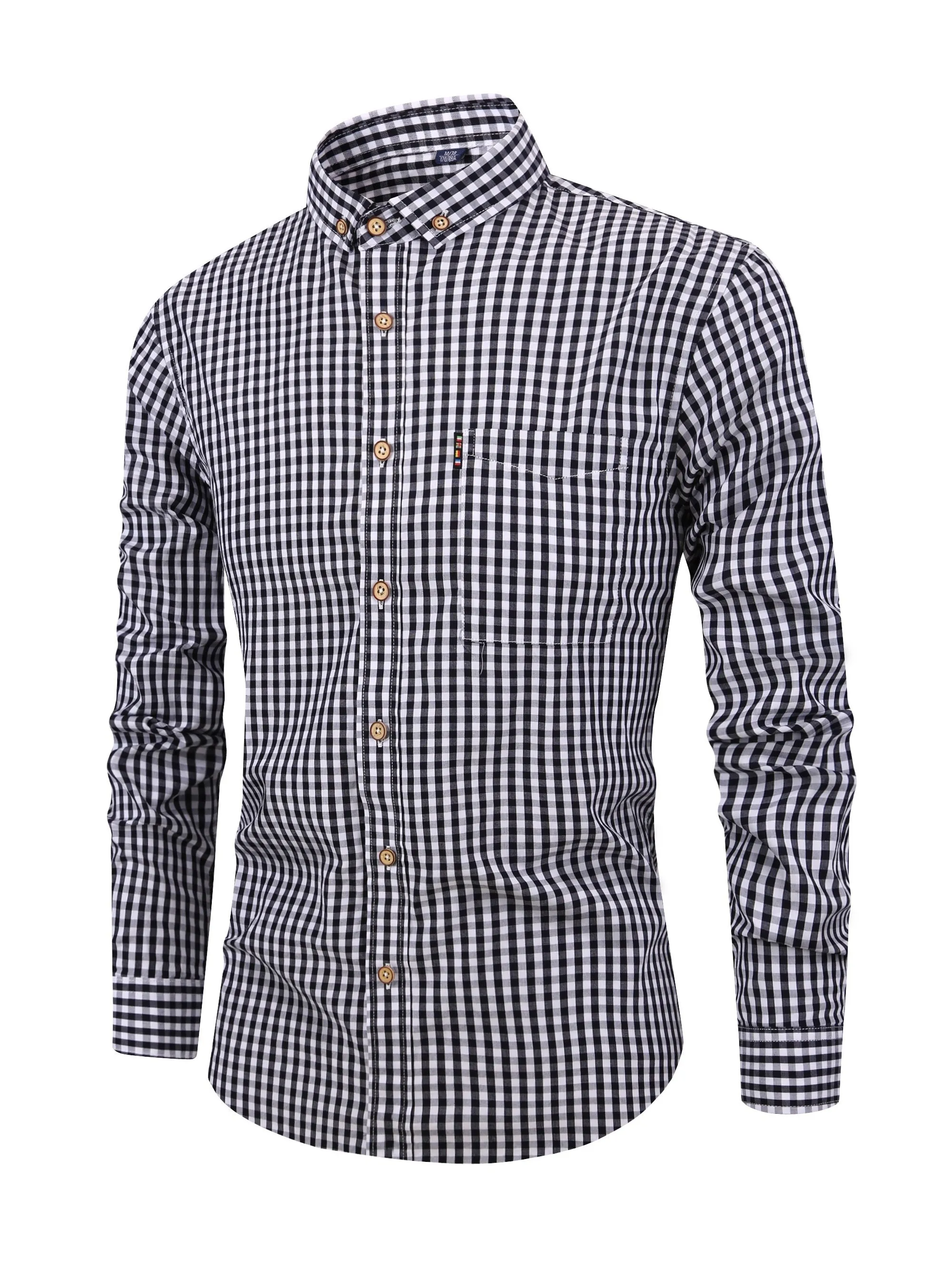 Men's Casual Slim Cotton Plaid Shirt