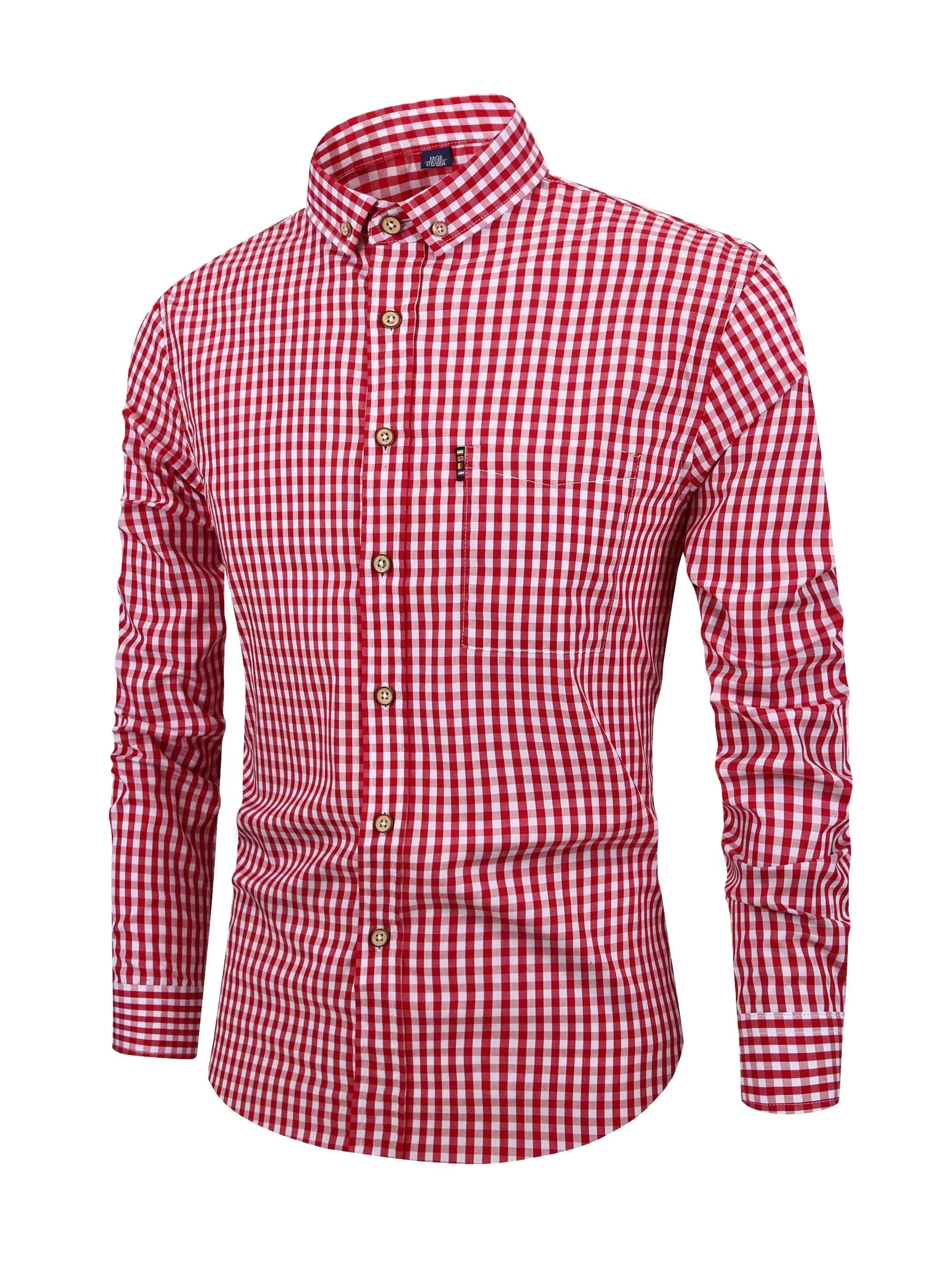 Men's Casual Slim Cotton Plaid Shirt