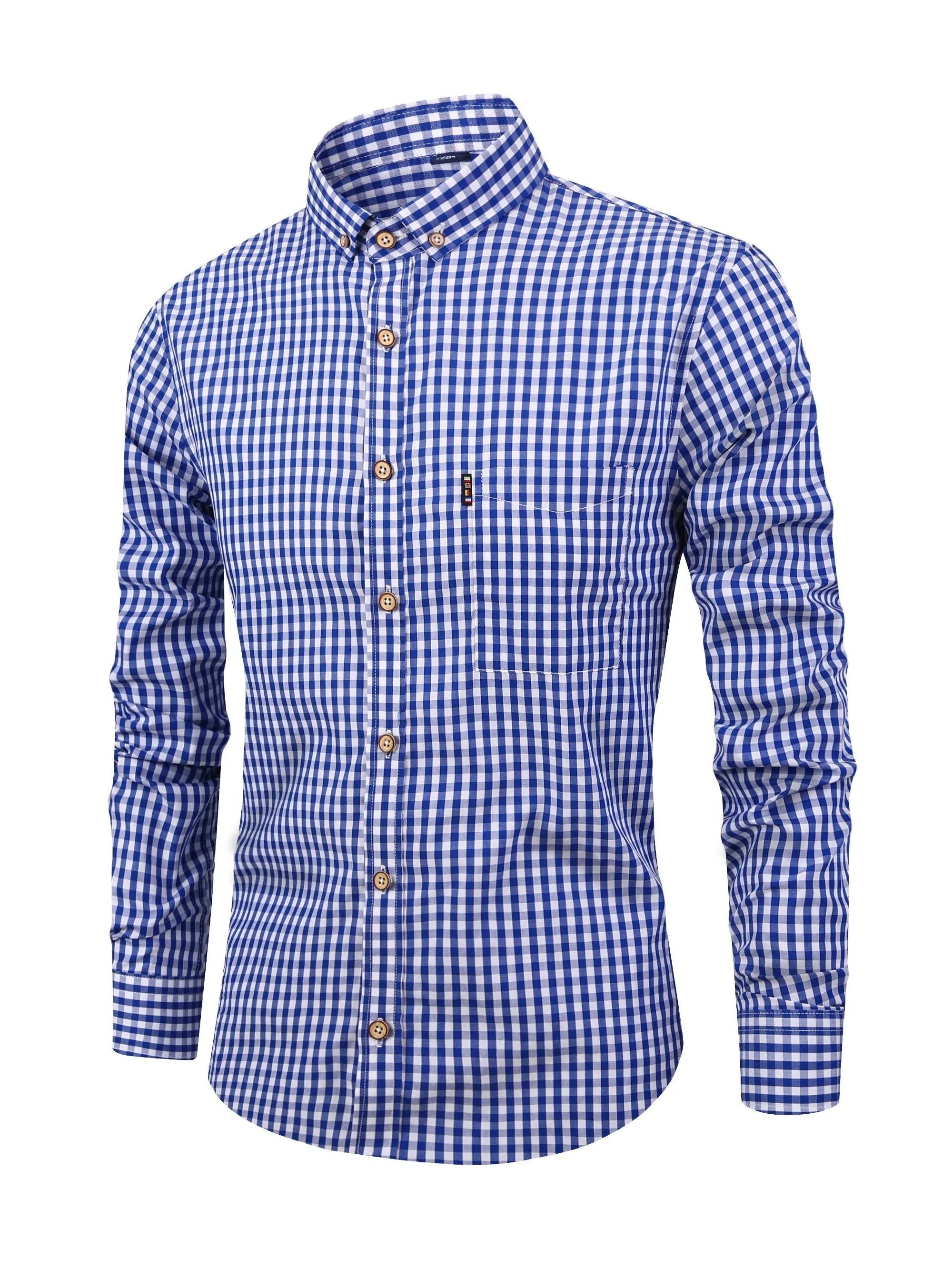 Men's Casual Slim Cotton Plaid Shirt