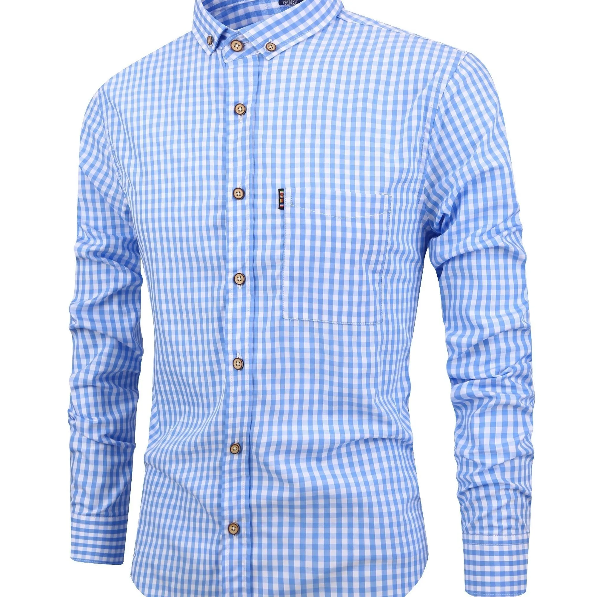 Men's Casual Slim Cotton Plaid Shirt