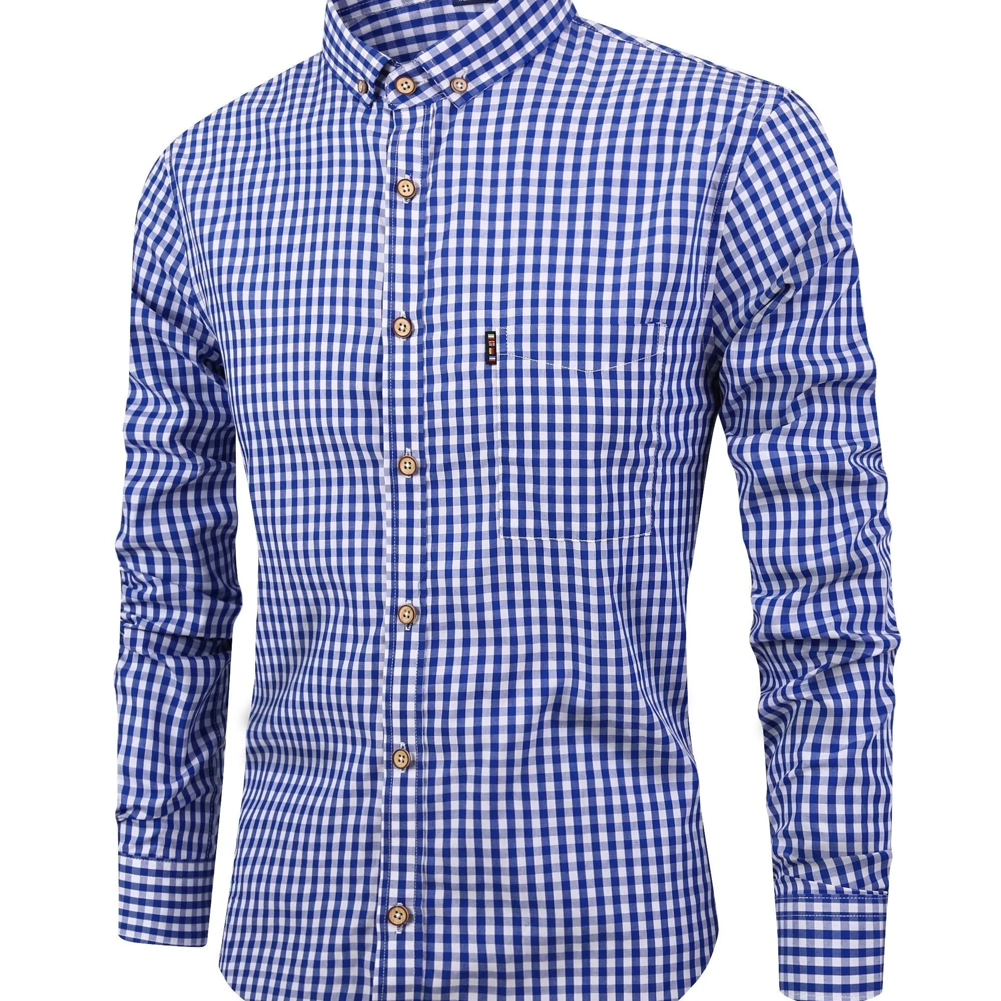 Men's Casual Slim Cotton Plaid Shirt