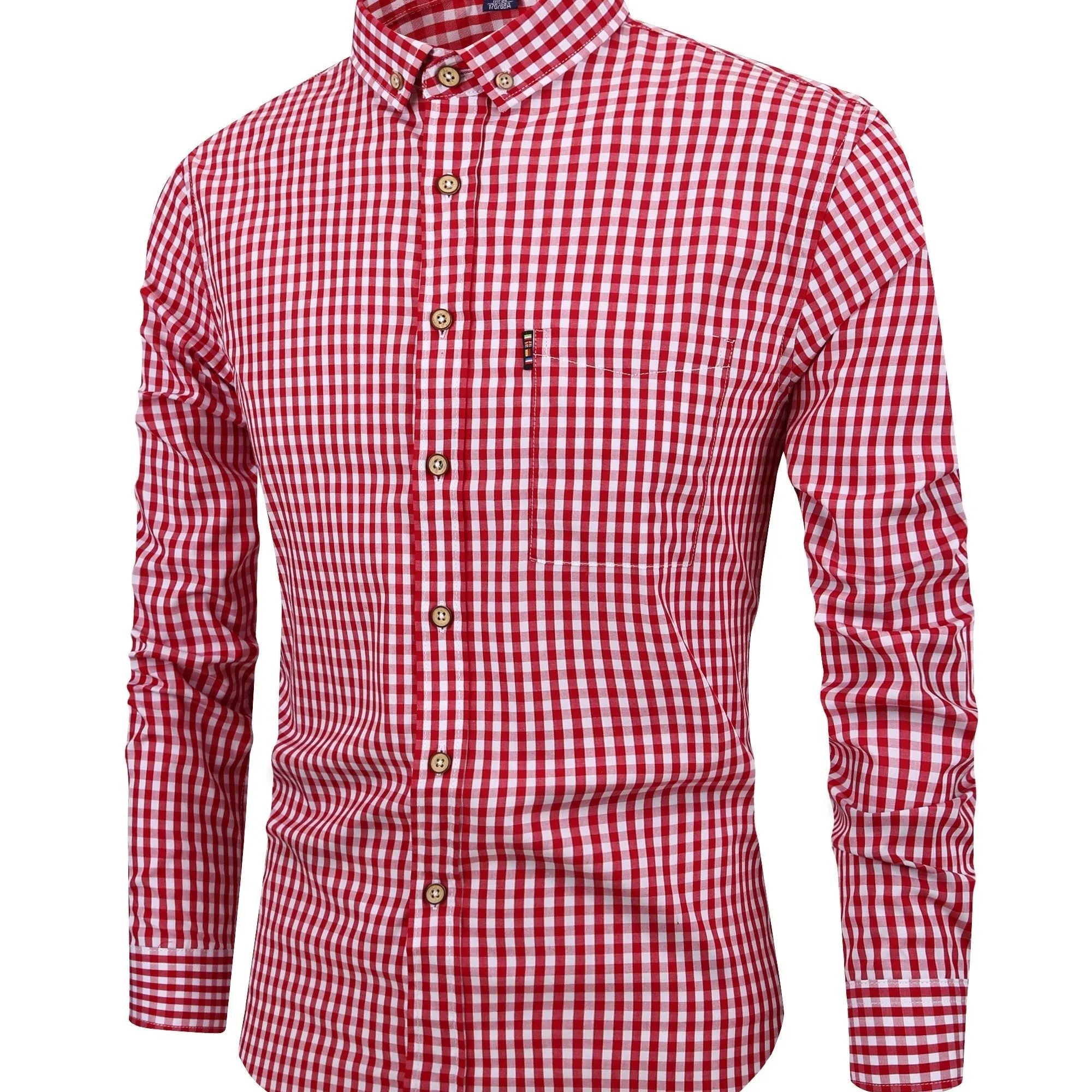 Men's Casual Slim Cotton Plaid Shirt