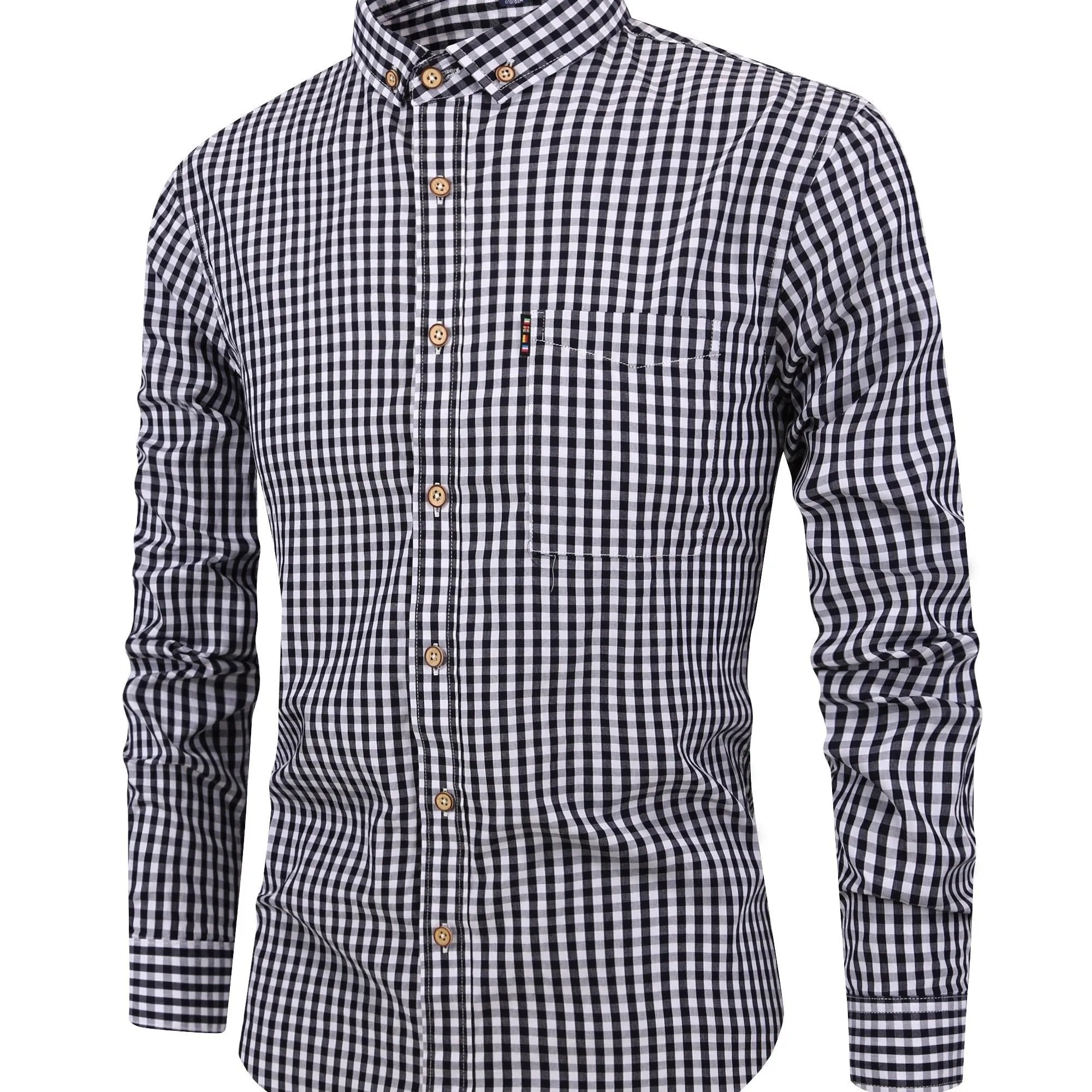 Men's Casual Slim Cotton Plaid Shirt