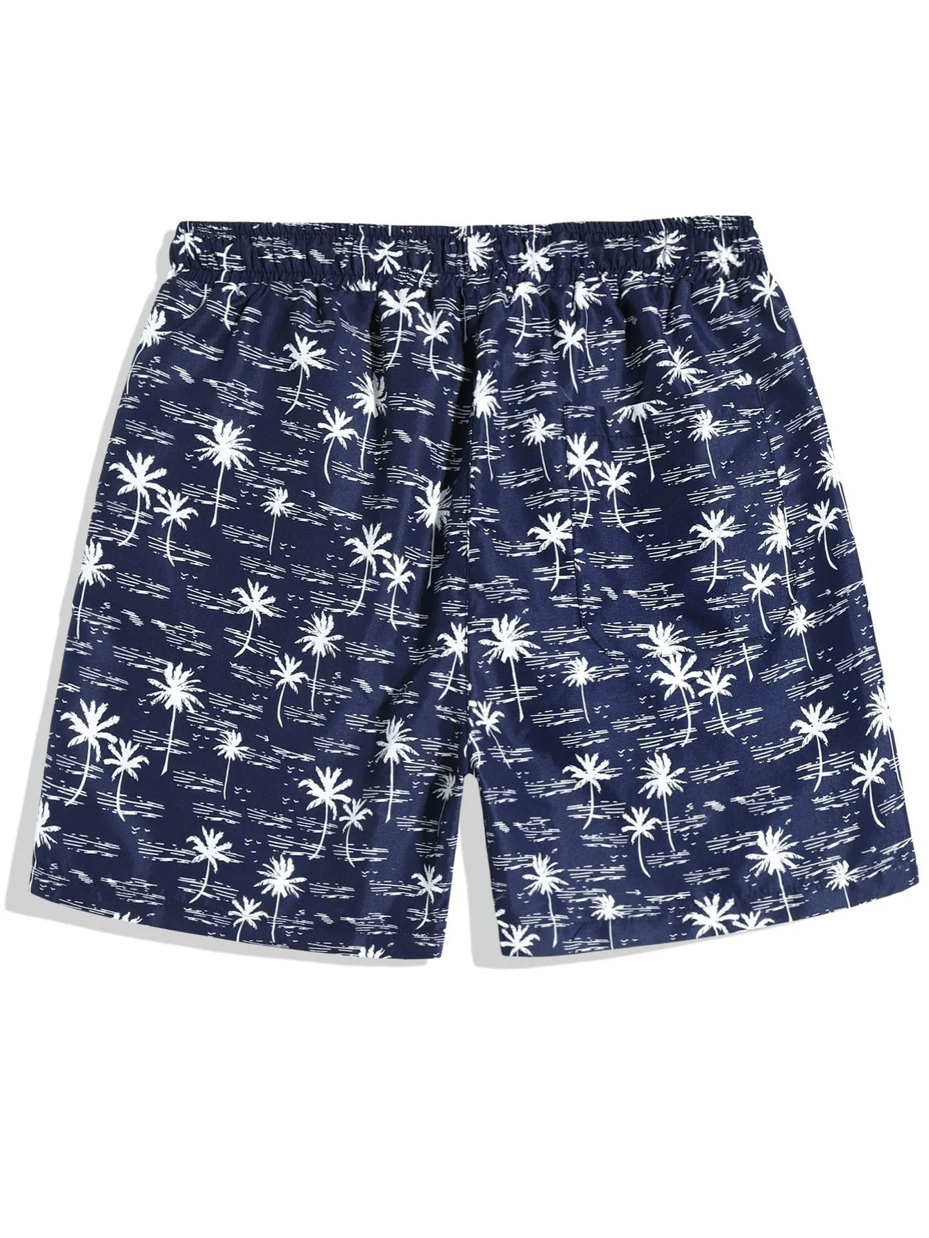 Men's Palm Tree Print Beach Drawstring Shorts