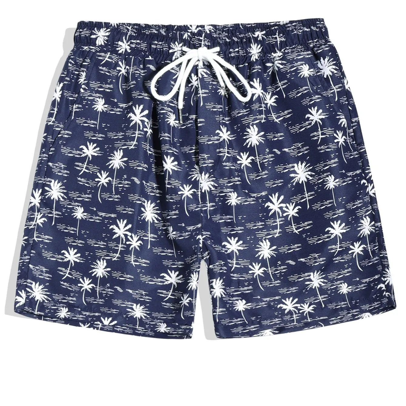 Men's Palm Tree Print Beach Drawstring Shorts