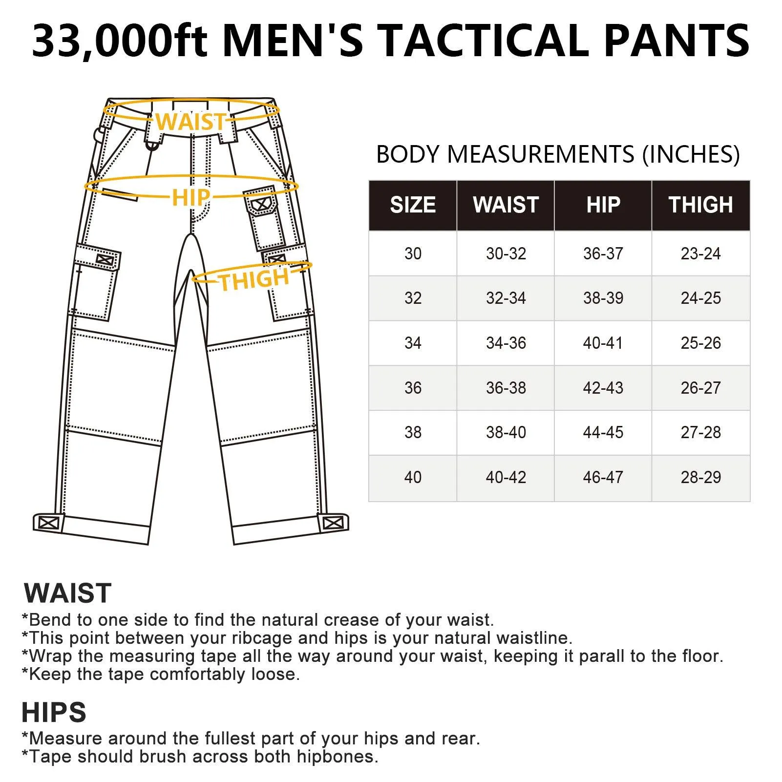 Men's Tactical Pants, Water-Resistant Ripstop Cargo Pants, Lightweight Hiking Work Pants, Outdoor Apparel Black