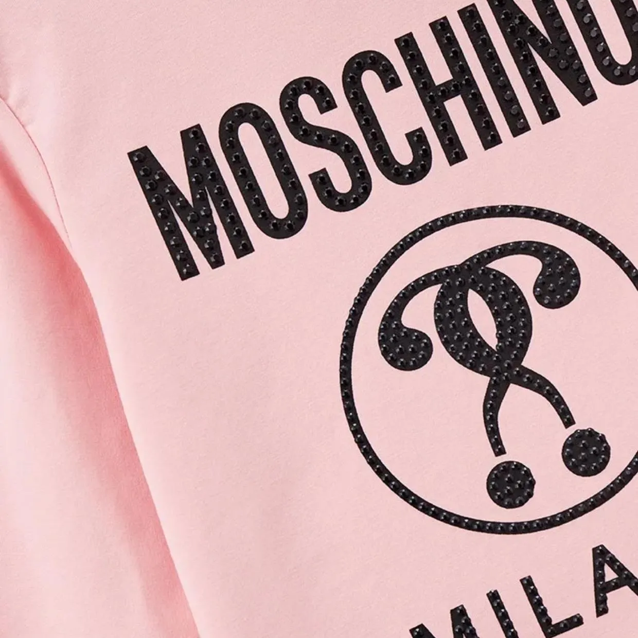 Moschino Kids Pink Diamantes Logo Sweatshirt