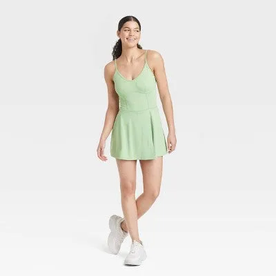 New - JoyLab Women's Corset Detail Athletic Active Dress with Shorts Pockets