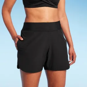 New - Lands' End Women's 5" UPF 50 Swim Shorts - Black M