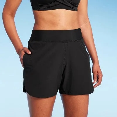 New - Lands' End Women's 5" UPF 50 Swim Shorts - Black M