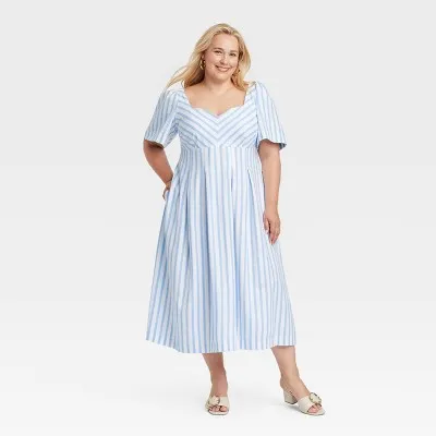 New - Women's Short Sleeve Midi Dress - A New Day