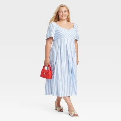 New - Women's Short Sleeve Midi Dress - A New Day