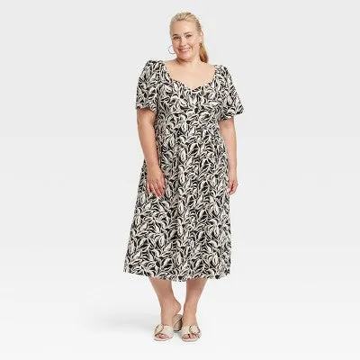 New - Women's Short Sleeve Midi Dress - A New Day