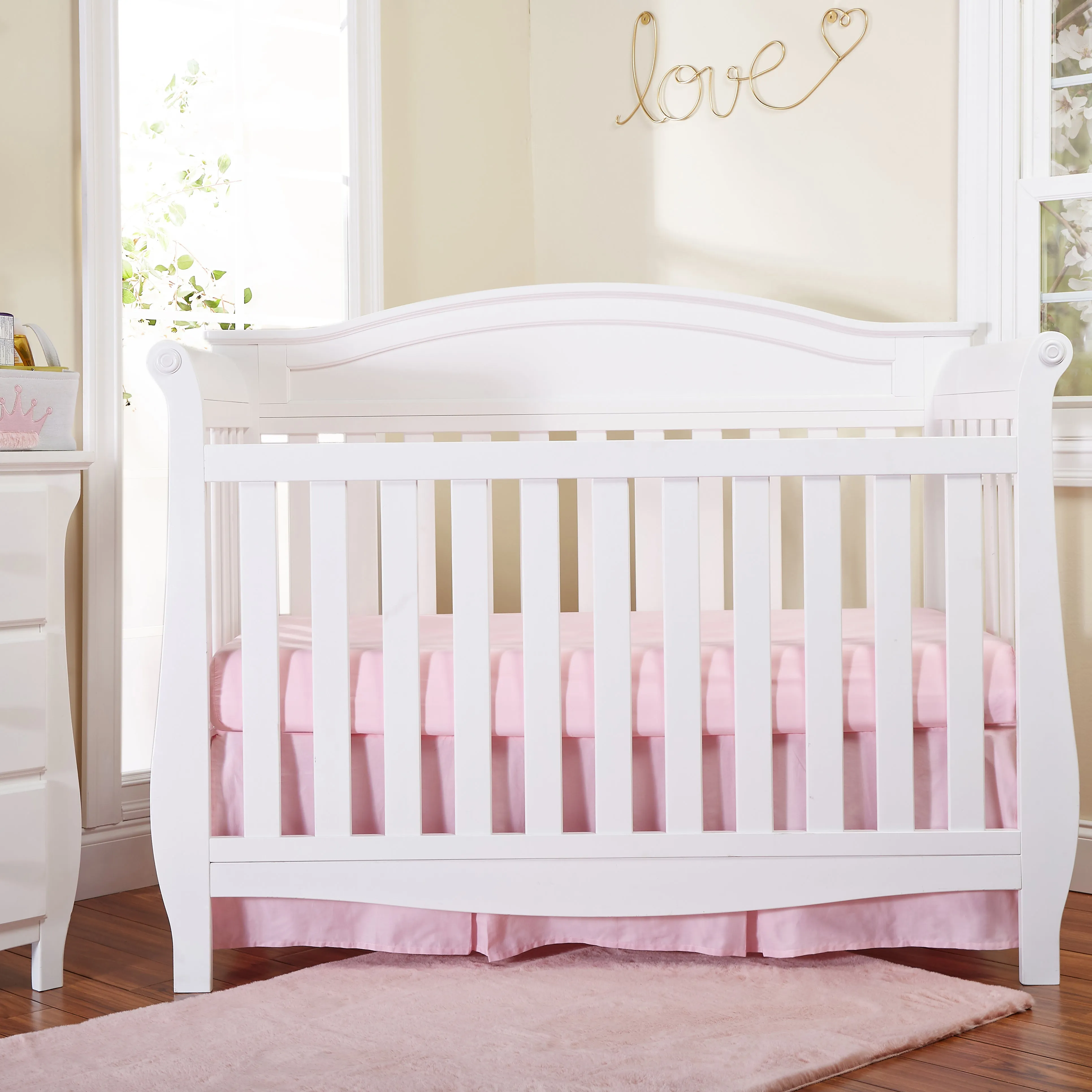 Pink Pleated Crib Skirt