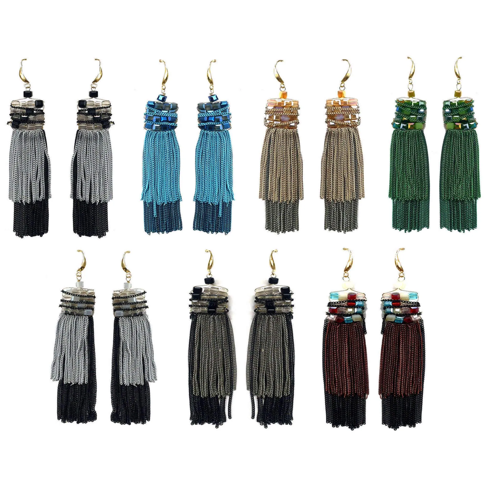 Rhinestone Studded Stylish Tassel with Long Chains Artificial Fashion Dangler Earrings for Girls Women