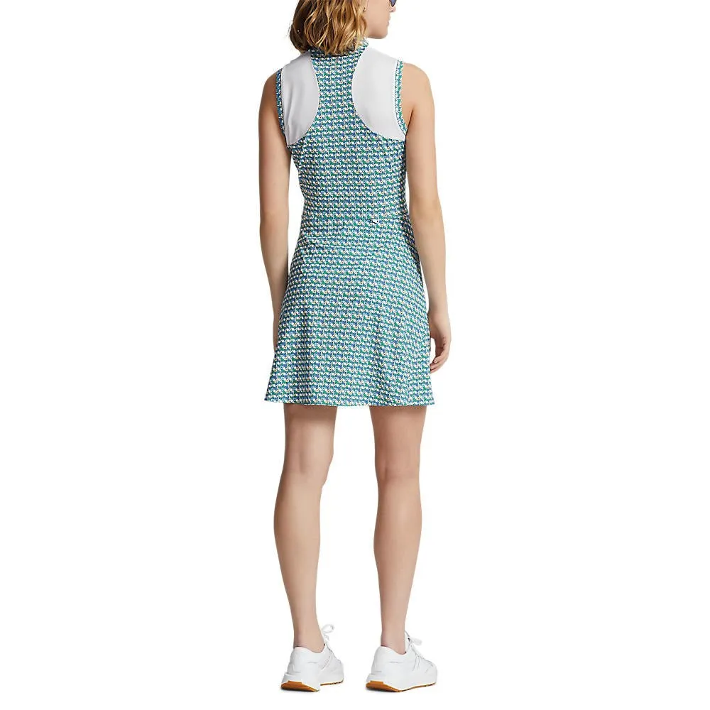 RLX Ralph Lauren Women's Sleeveless Zip Printed Airflow Golf Dress - Spring Wicker