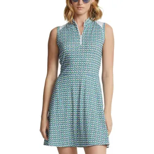 RLX Ralph Lauren Women's Sleeveless Zip Printed Airflow Golf Dress - Spring Wicker