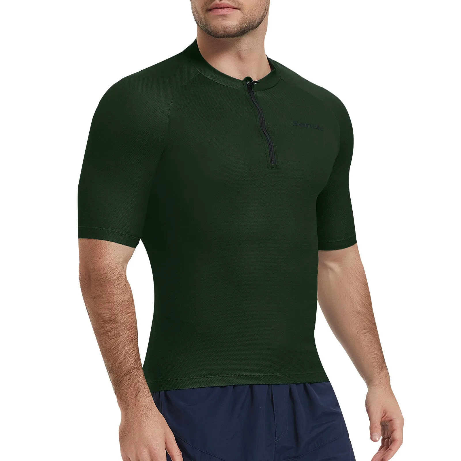 Santic Carden Men's Cycling Jersey Short Sleeves Breathable Green