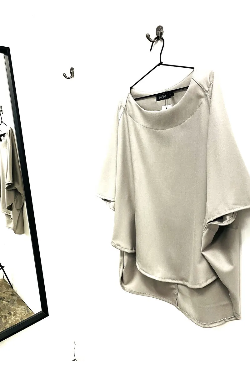 Tee Top - Stone Wool Drape Loose Fit