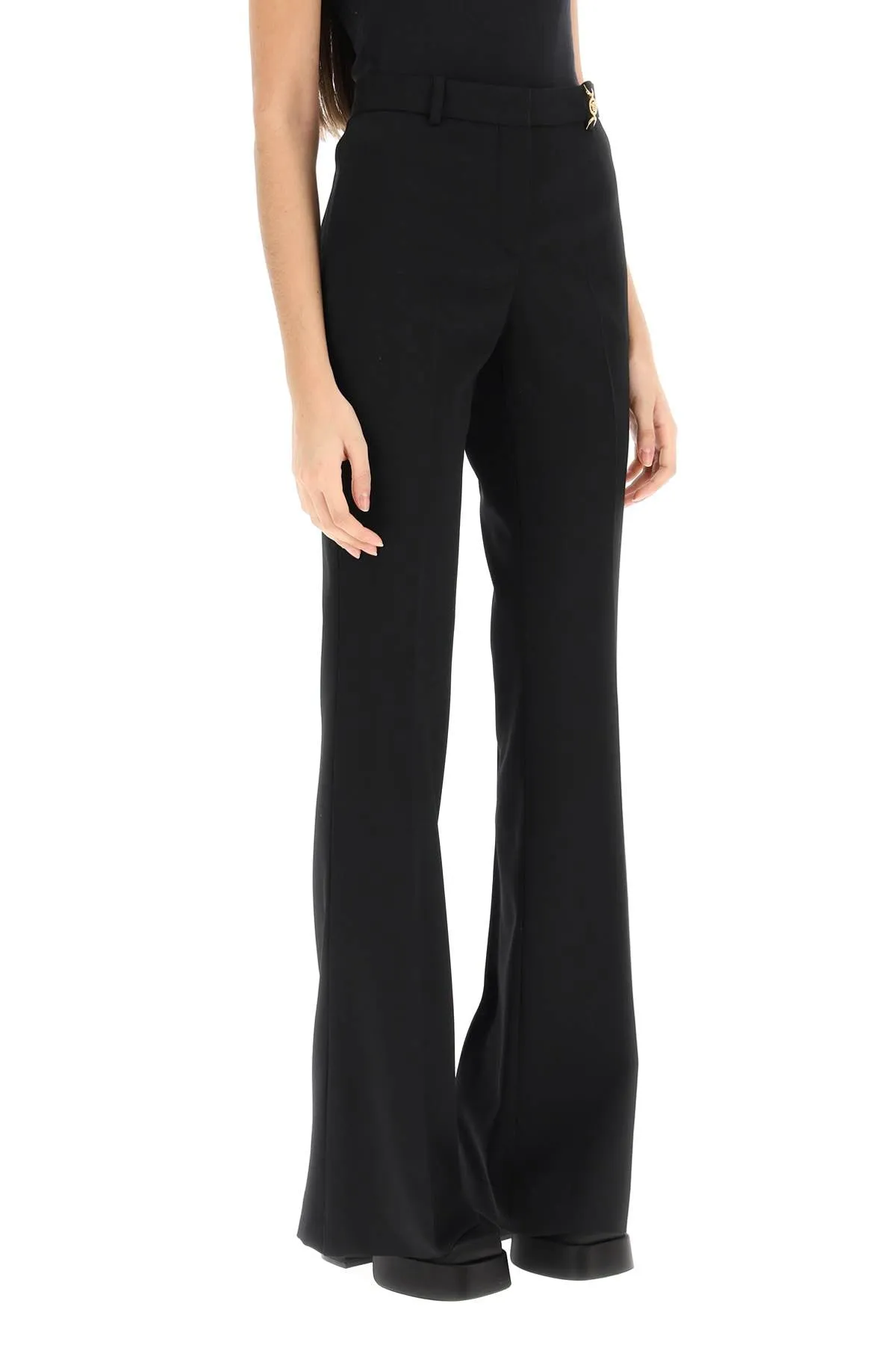 Versace wool flared pants with medusa detail