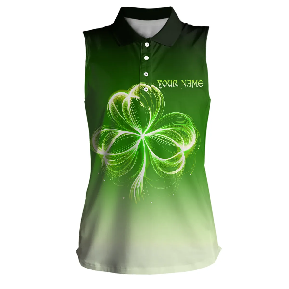 Women Golf Polos Custom Gradient Green Light Clover St Patrick's Day Ladies Golf Tops