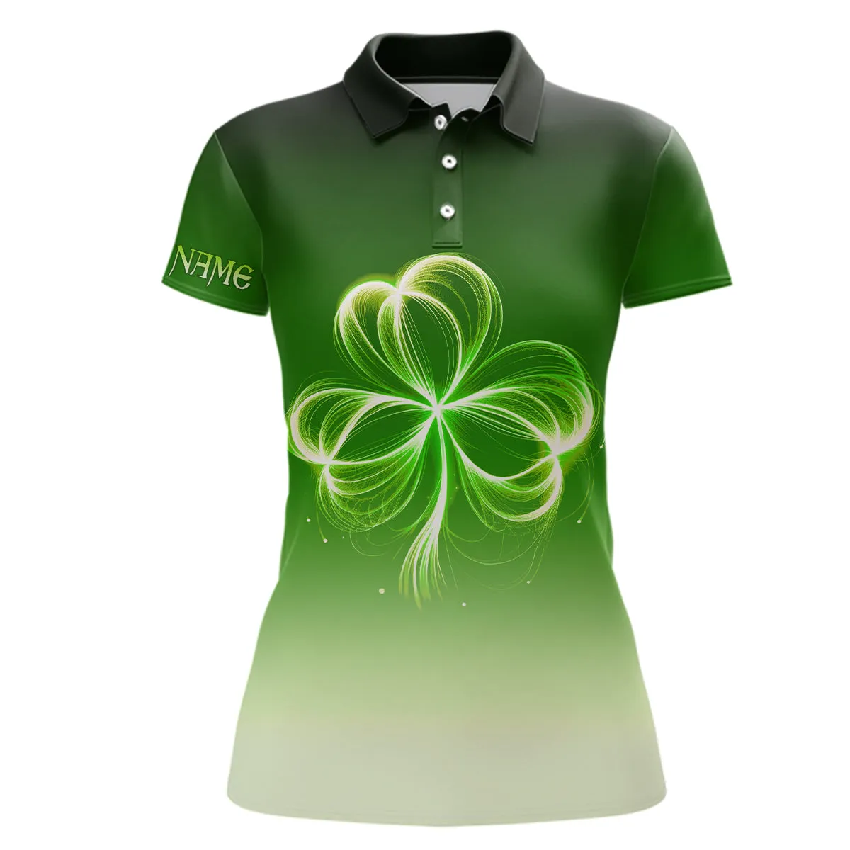 Women Golf Polos Custom Gradient Green Light Clover St Patrick's Day Ladies Golf Tops