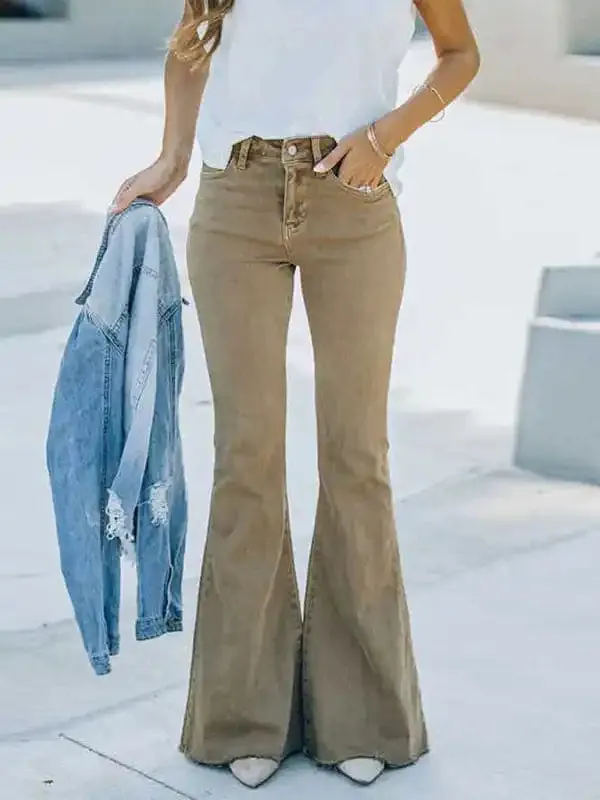 Women’s Jeans High Waist Mopping Vintage Flared Trousers