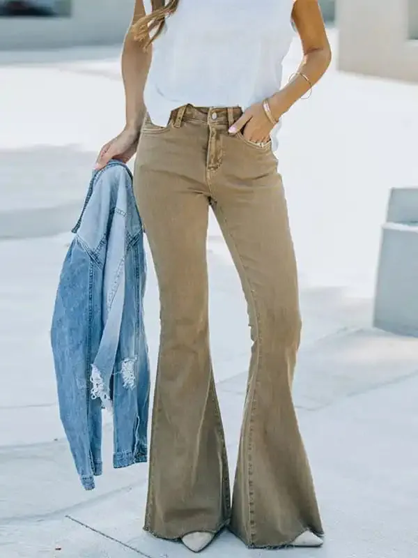 Women’s Jeans High Waist Mopping Vintage Flared Trousers