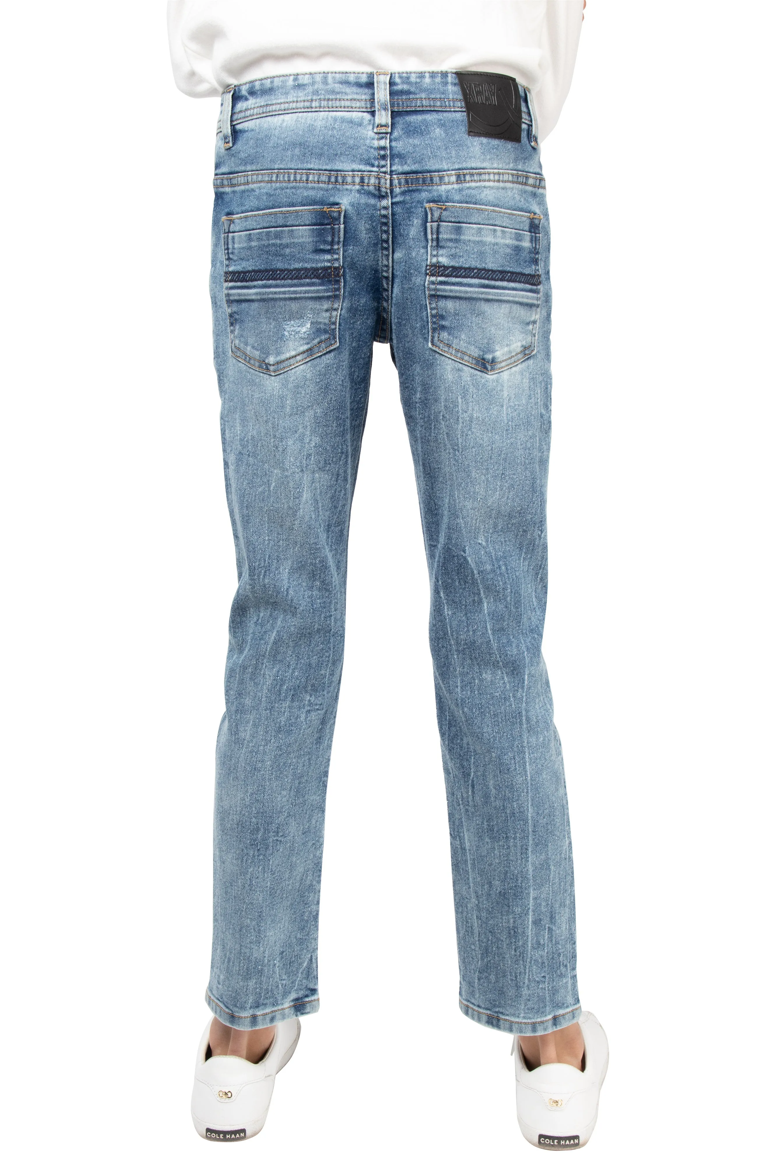 X RAY Boys Distressed Rip & Repair Slim Fit Jeans With Knee Rips